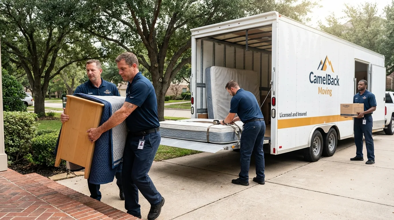 Crew loading residential truck for cross-state move from Las Piedras, PR