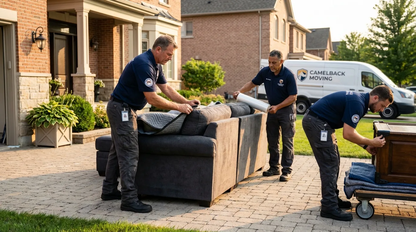 Large estate moving crew wrapping furniture in Las Piedras, PR